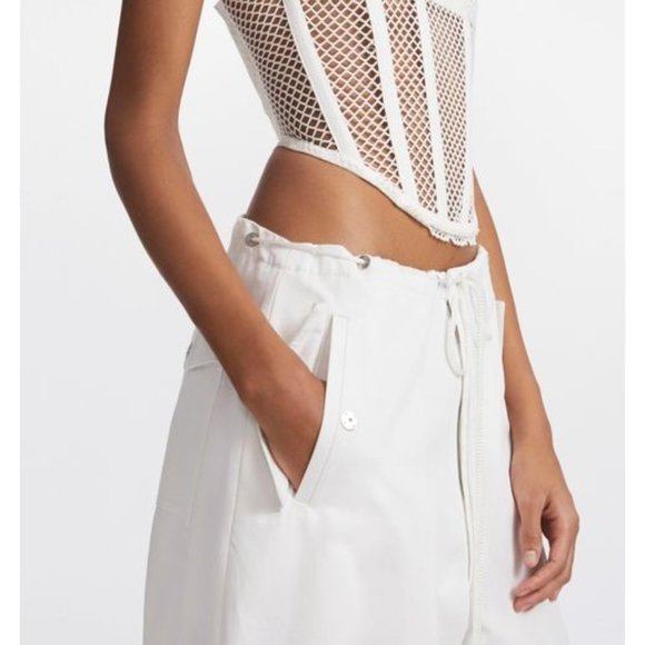 DION LEE  NWOT Unisex White Eyelet Tie Parachute Pant - Picture 4 of 11